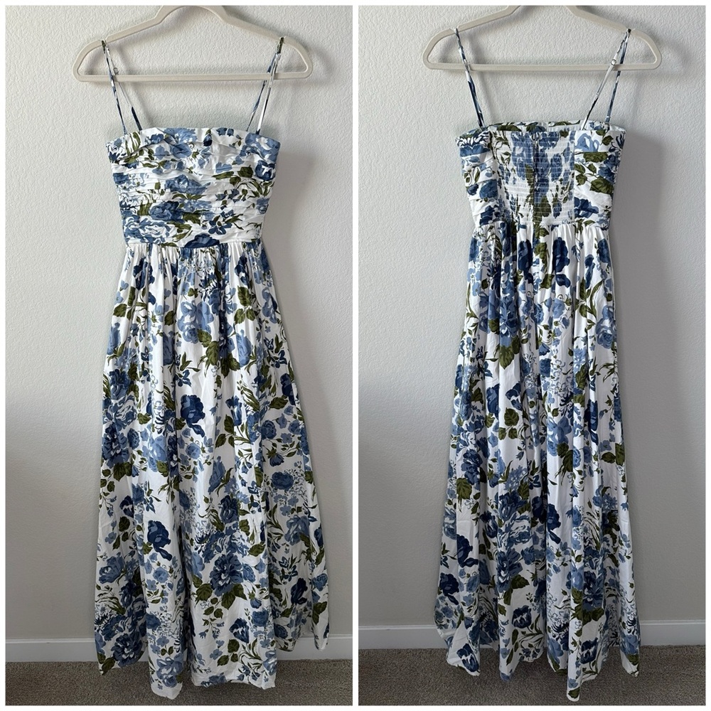 REFORMATION Kastoria Floral Blue and White Maxi Dress SZ US 2 - Picture 4 of 12